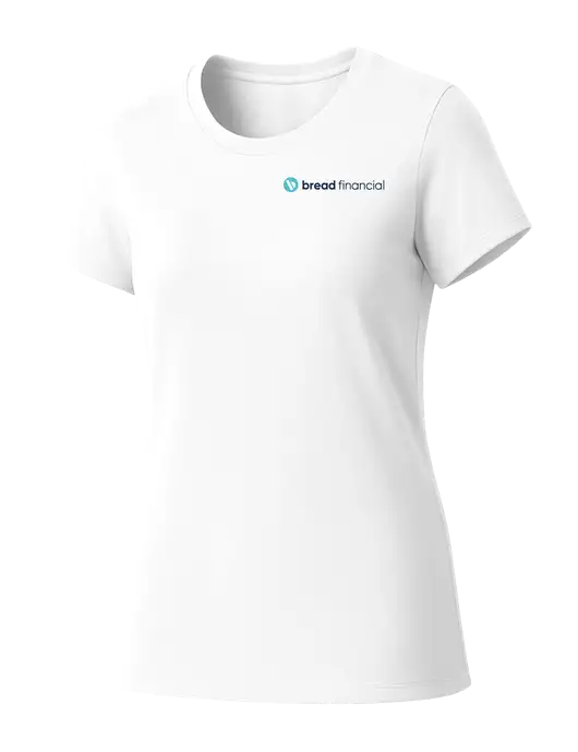 Womens Seriously Soft White T-Shirt w/Bread Financial Logo