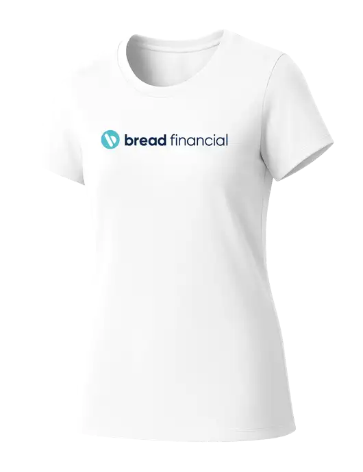 Womens Seriously Soft White T-Shirt w/Bread Financial Logo