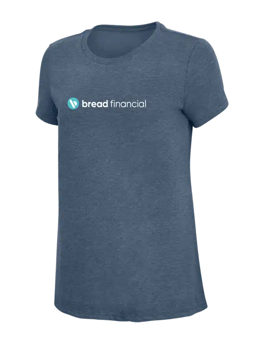 Womens Simply Soft Navy Frost 4.5oz  Poly/Combed Ring Spun Cotton T-Shirt w/Bread Financial Logo