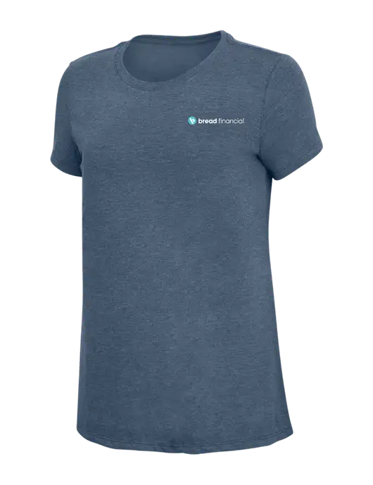 Womens Simply Soft Navy Frost 4.5oz  Poly/Combed Ring Spun Cotton T-Shirt w/Bread Financial Logo