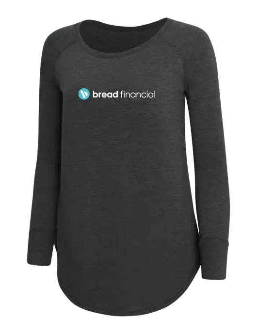 Womens Perfect Wide Collar Tunic Tri-Blend Black Frost 4.5 oz T-Shirt w/Bread Financial Logo
