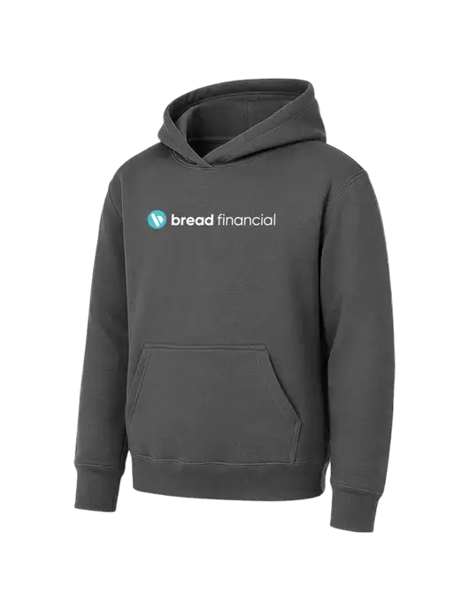 Youth Charcoal 7.8 oz Pullover Hooded Sweatshirt w/Bread Financial Logo