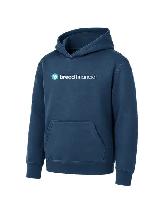 Youth Navy 7.8 oz Pullover Hooded Sweatshirt w/Bread Financial Logo