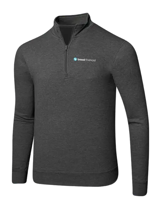 Dark Heather Grey 8.5 oz Ring Spun 1/4 Zip Pullover Sweatshirt w/Bread Financial Logo