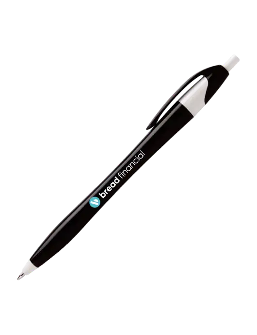 Novella Black/White Executive Pen - Blue Ink w/Bread Financial Logo