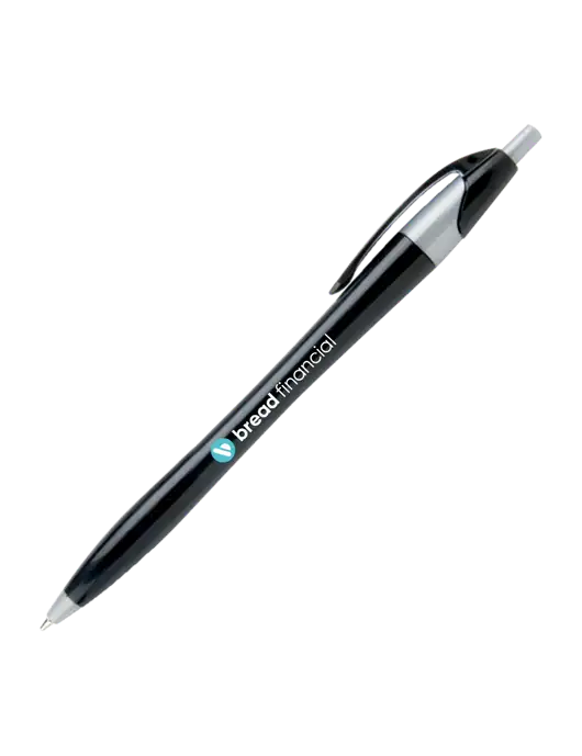 Novella Black/Silver Corporate Pen - Blue Ink w/Bread Financial Logo
