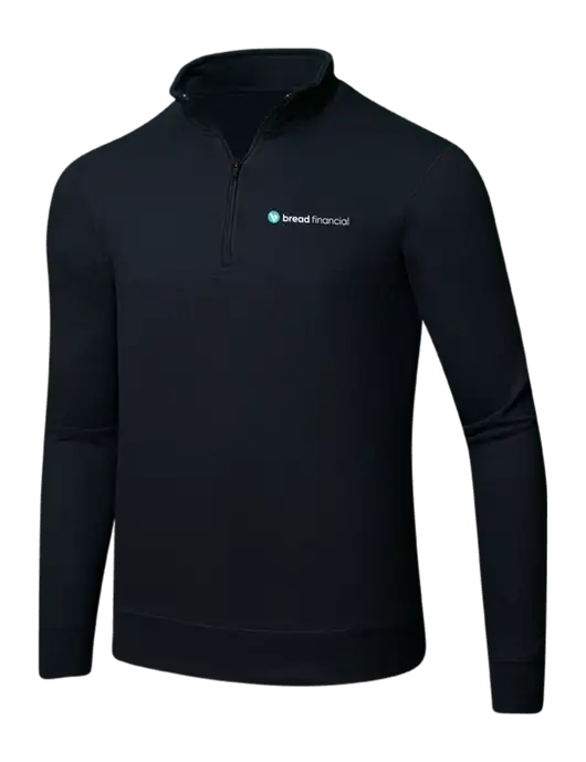Jet Black 8.5 oz Ring Spun 1/4 Zip Pullover Sweatshirt w/Bread Financial Logo