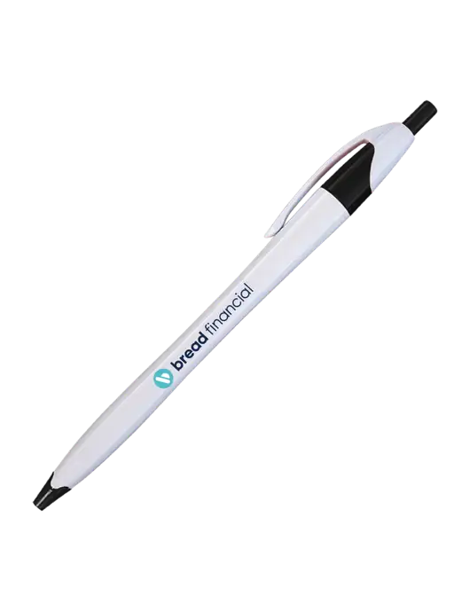Novella White/Black Classic Pen - Blue Ink w/Bread Financial Logo