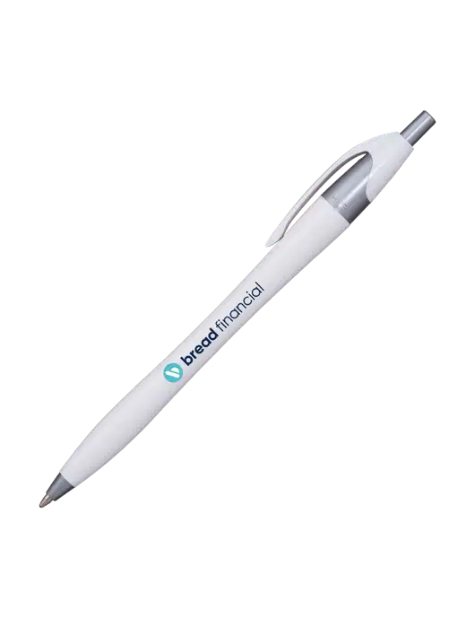 Novella White/Silver Shimmer Pen - Blue Ink w/Bread Financial Logo