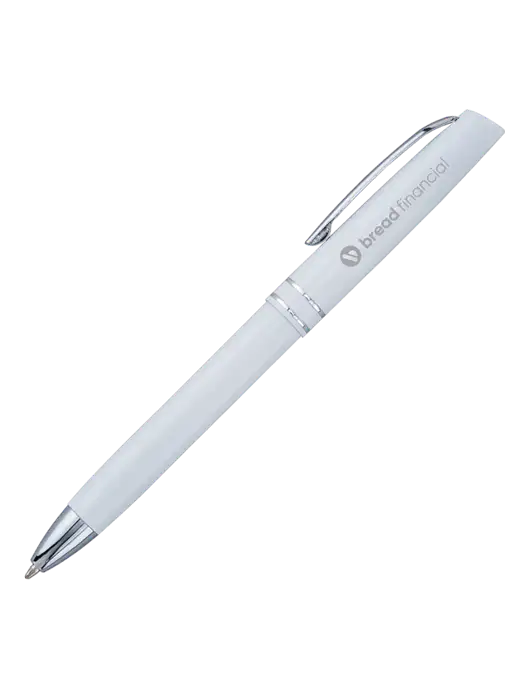 White Anguilla Black Ink Pen w/Bread Financial Logo