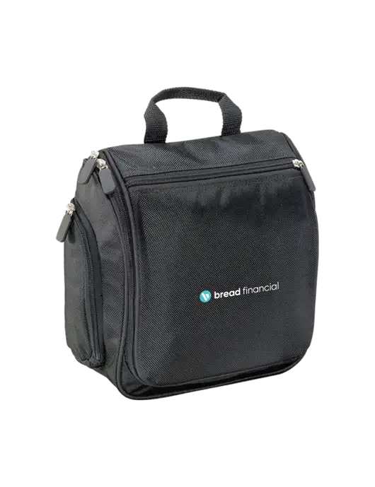 Hanging Black Toiletry Kit w/Bread Financial Logo