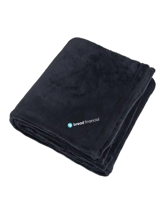 Oversized Deep Black Ultra Plush Blanket w/Bread Financial Logo