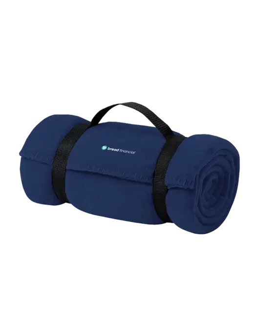 Casual Navy Fleece Blanket With Strap  w/Bread Financial Logo