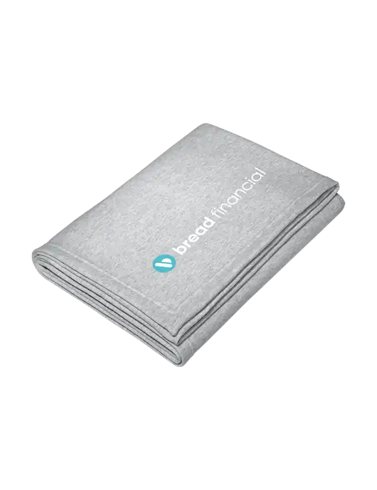 Core Light Grey Heather Fleece Sweatshirt Blanket w/Bread Financial Logo