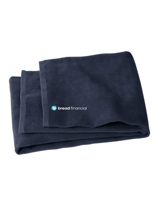 Navy Beach Towel w/Bread Financial Logo