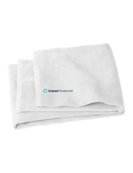 White Beach Towel w/Bread Financial Logo