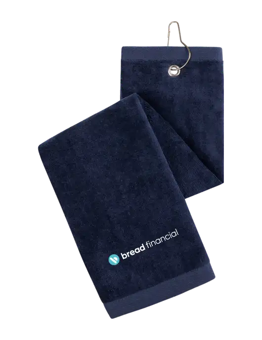 Navy Tri-Fold Golf Towel with Grommet w/Bread Financial Logo