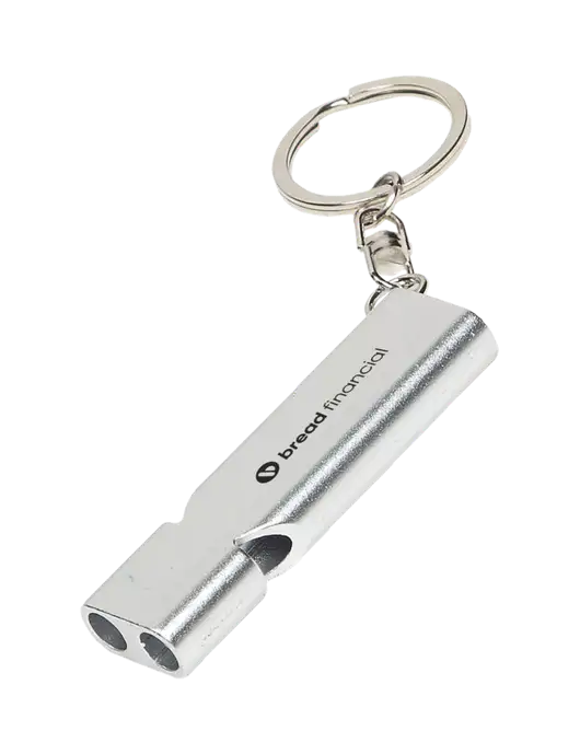Quick Alert Silver Safety Whistle w/Bread Financial Logo