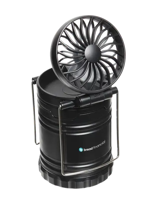Black Retro Lantern with Fan w/Bread Financial Logo
