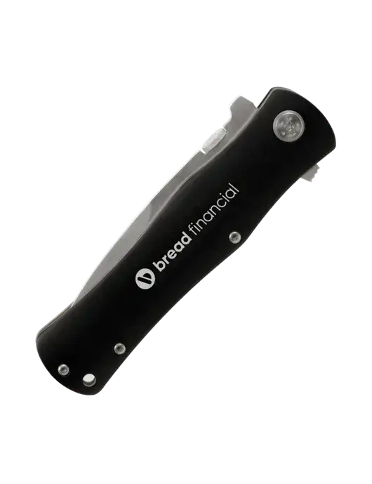 Black Folding Knife with Pocket Clip w/Bread Financial Logo