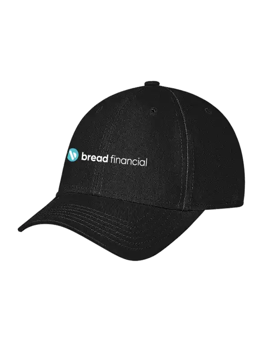 Black Structured Soft Snap Closure Hook & Loop Cap w/Bread Financial Logo