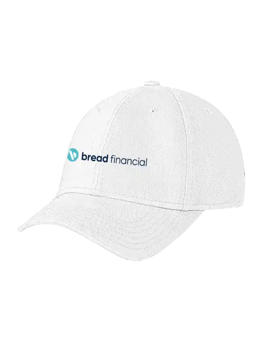 White Structured Soft Snap Closure Hook & Loop Cap w/Bread Financial Logo