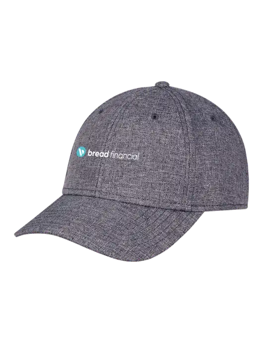 Heather Charcoal Structured Linen Look Cap Hook & Loop w/Bread Financial Logo