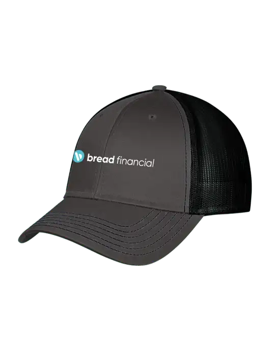 Charcoal & Black Mesh Trucker Cap Snap Back w/Bread Financial Logo