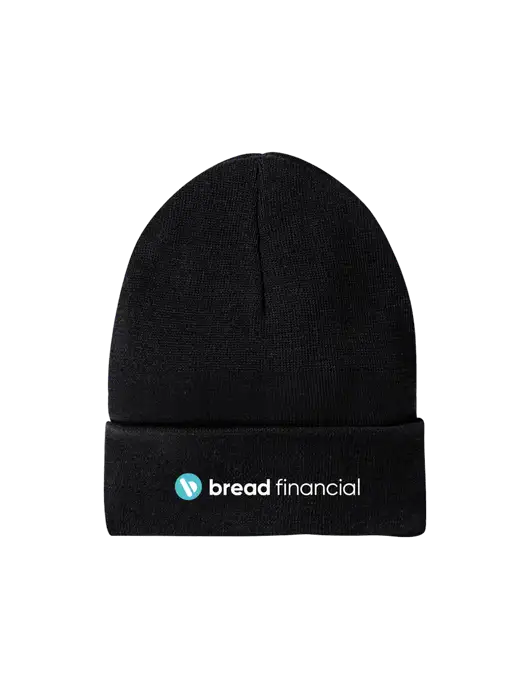 Recycled Black Beanie w/Bread Financial Logo