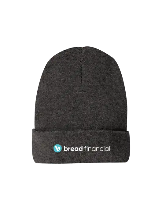 Recycled Charcoal Heather Beanie w/Bread Financial Logo