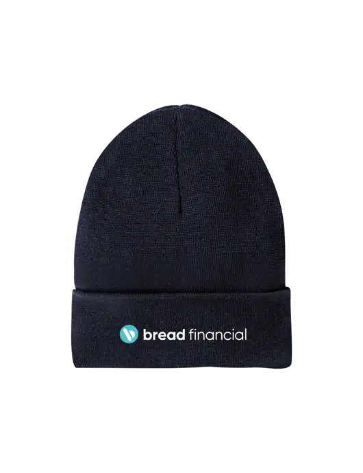 Recycled True Navy Beanie w/Bread Financial Logo