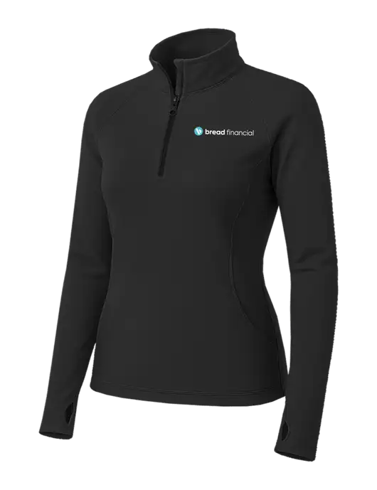 Charcoal Grey Womens Sport Wick Stretch 1/4 Zip Pullover w/Bread Financial Logo