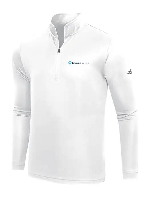 Adidas White  Lightweight Quarter Zip Pullover w/Bread Financial Logo