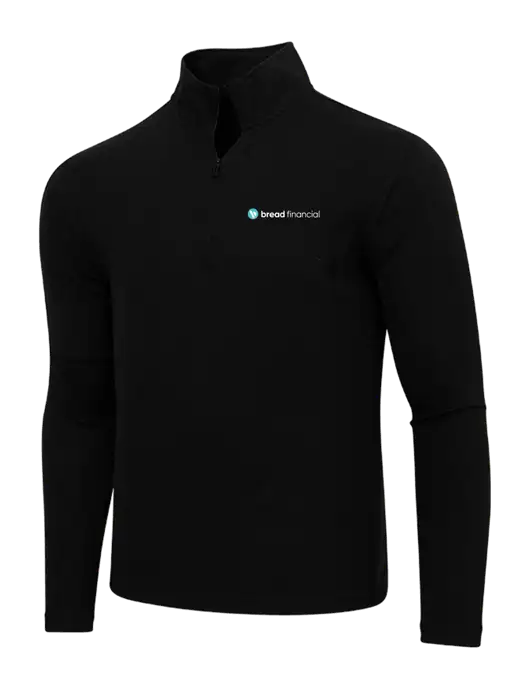 Adidas  Black Melange 3 Stripes Quarter Zip Sweater w/Bread Financial Logo