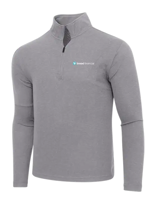 Adidas Medium Grey Melange 3 Stripes Quarter Zip Sweater w/Bread Financial Logo