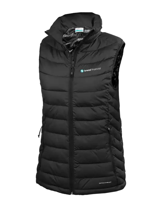 Columbia Womens Black Powder Lite Vest w/Bread Financial Logo