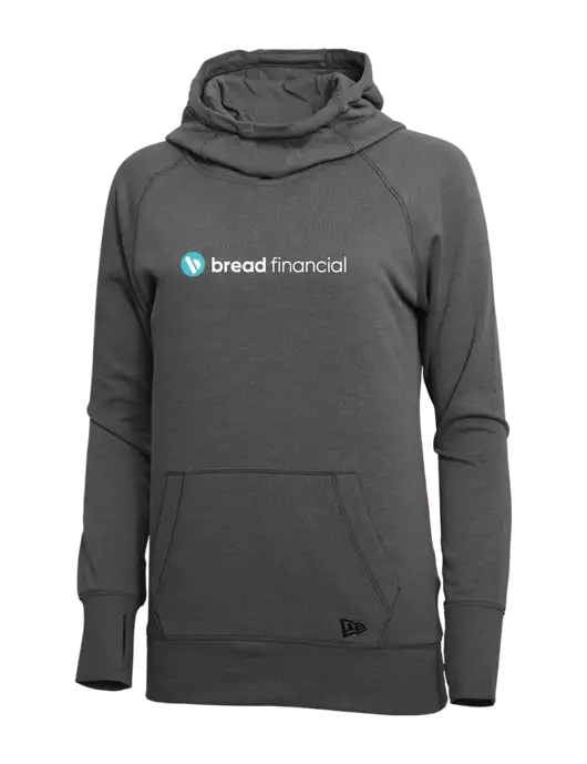 New Era Black Heather Womens Tri-Blend Fleece Pullover Hoodie w/Bread Financial Logo