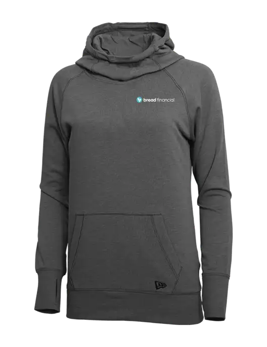 New Era Black Heather Womens Tri-Blend Fleece Pullover Hoodie w/Bread Financial Logo