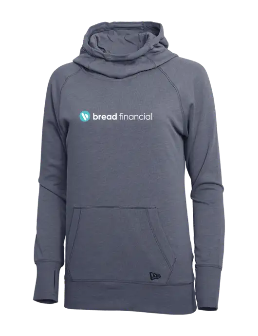 New Era True Navy Heather Womens Tri-Blend Fleece Pullover Hoodie w/Bread Financial Logo