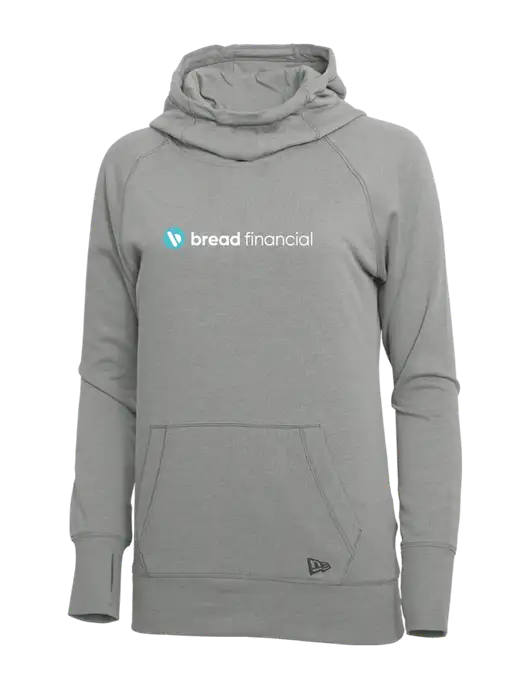 New Era Shadow Grey Heather Womens Tri-Blend Fleece Pullover Hoodie w/Bread Financial Logo