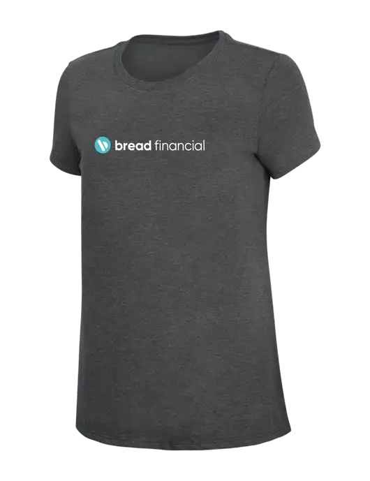 Womens Simply Soft Charcoal 4.5oz Poly/Combed Ring Spun Cotton T-Shirt w/Bread Financial Logo