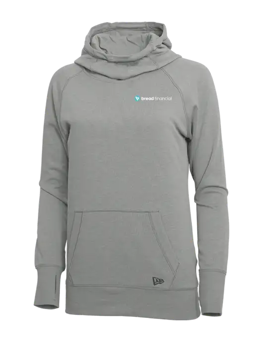 New Era Shadow Grey Heather Womens Tri-Blend Fleece Pullover Hoodie w/Bread Financial Logo