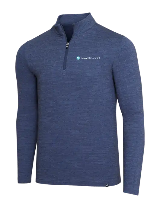 TravisMathew Navy Heather Crestview 1/4 Zip w/Bread Financial Logo