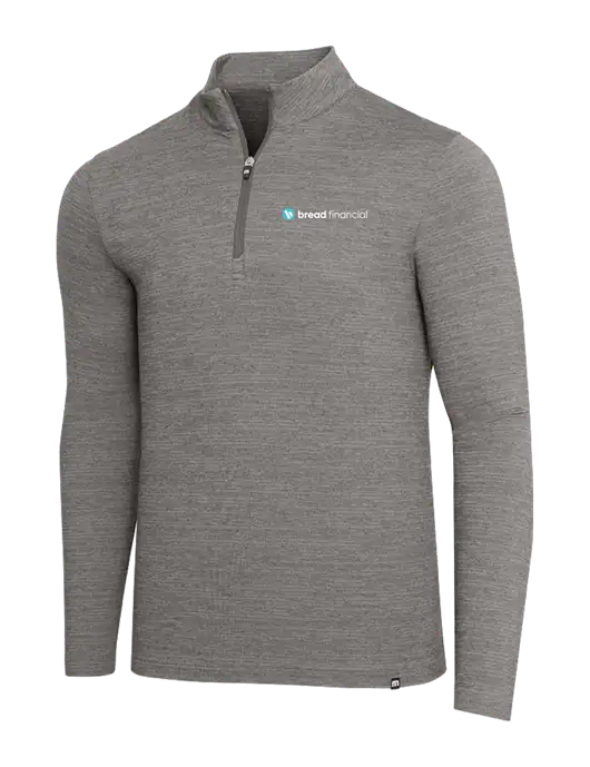 TravisMathew Medium Grey Heather Crestview 1/4 Zip w/Bread Financial Logo