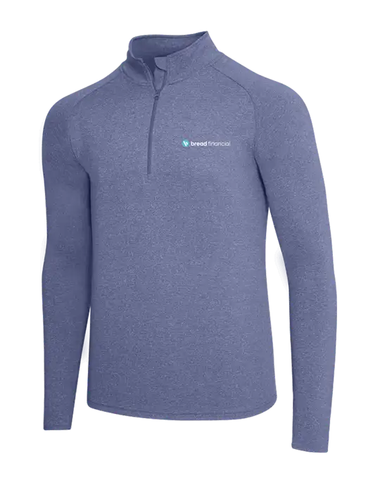 Navy Heather Sport Wick Stretch 1/4 Zip Pullover w/Bread Financial Logo