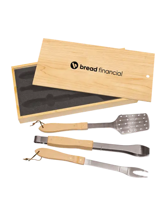 Wood BBQ Gift Set w/Bread Financial Logo