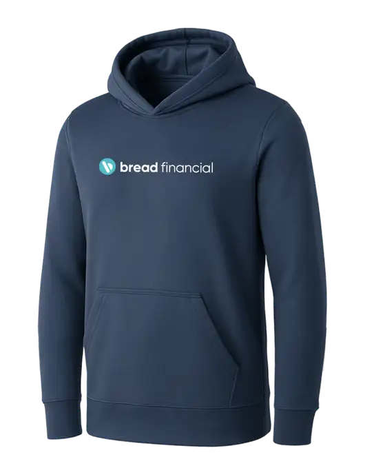 Womens Navy Core Fleece Pullover Hooded Sweatshirt w/Bread Financial Logo