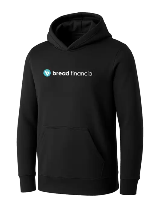 Womens Black Core Fleece Pullover Hooded Sweatshirt w/Bread Financial Logo
