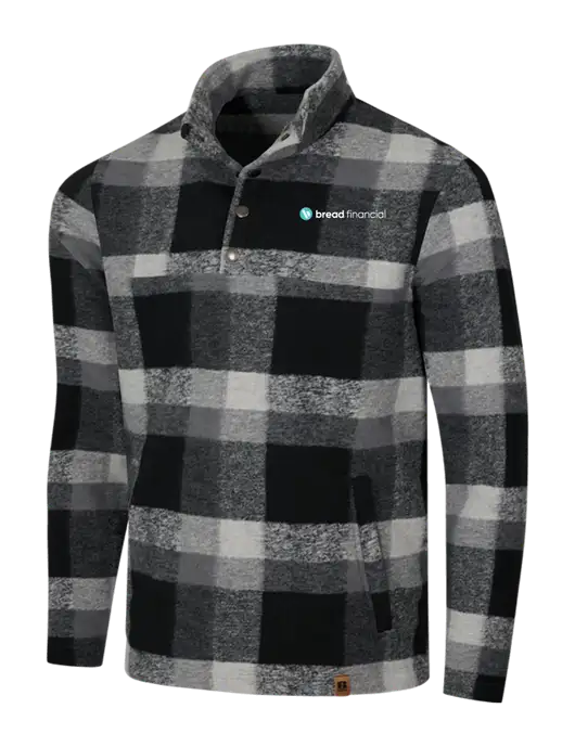 Russell Outdoors Black/White Plaid Basin Snap Pullover w/Bread Financial Logo