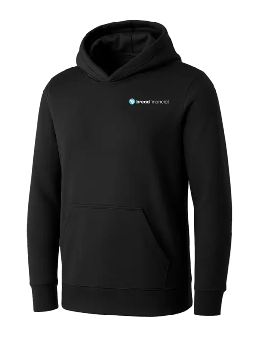 Womens Black Core Fleece Pullover Hooded Sweatshirt w/Bread Financial Logo